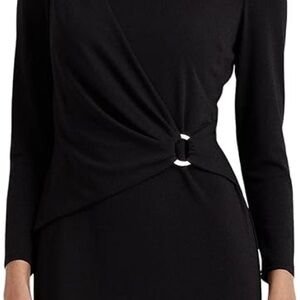 Lauren Ralph Lauren Black Wrap-Effect Sheath Dress Size 12